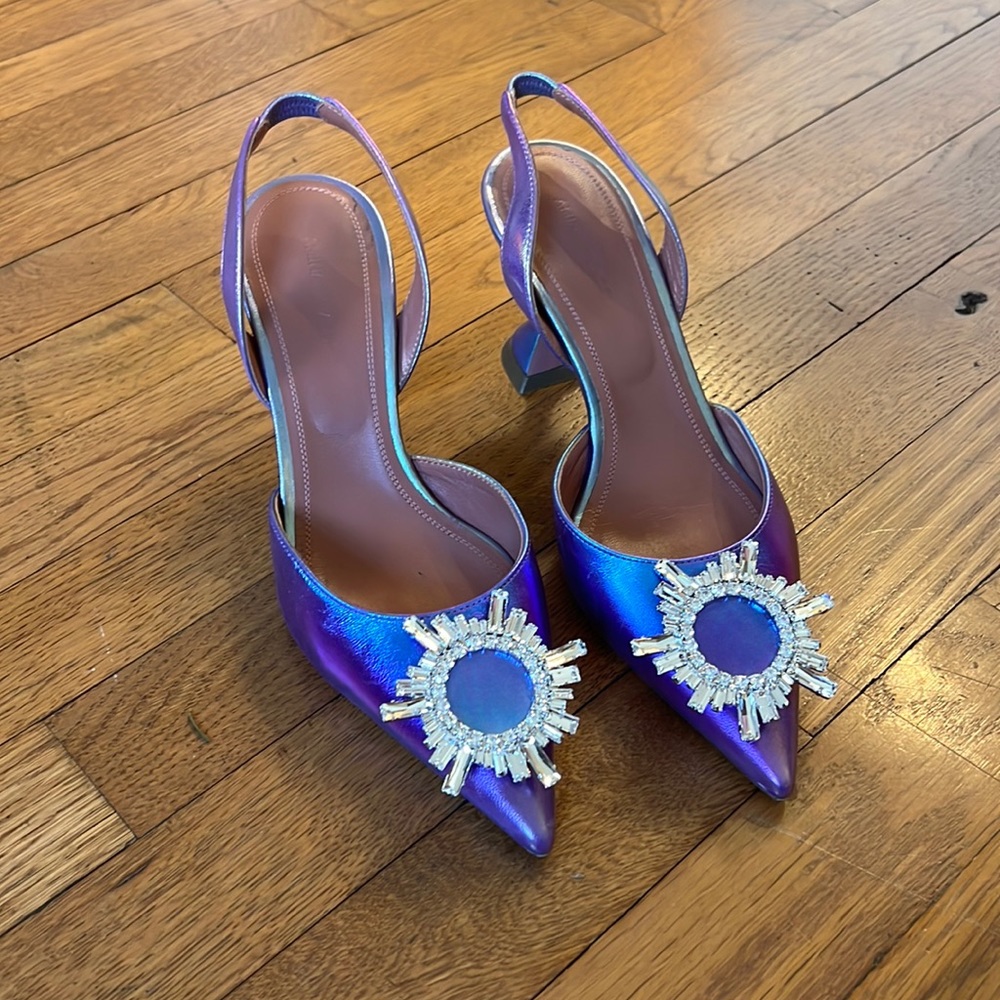 AMINA MUADDI iridescent Begum Leather Slingback Pumps